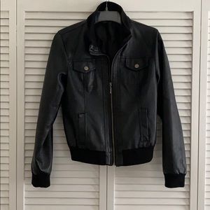 Paper Tee Black Faux Leather Jacket